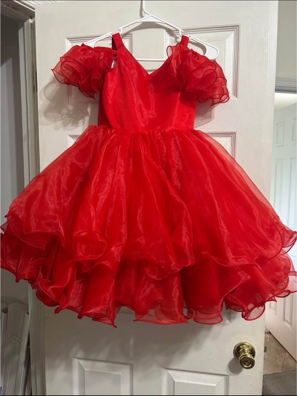 Red Ruffled Organza Party Cocktail Dress Yun Yun He